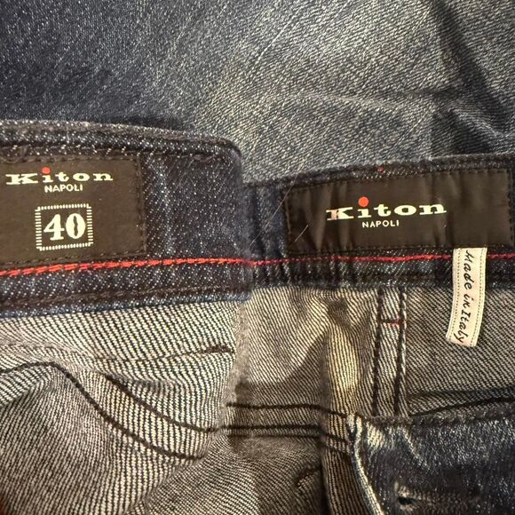 Kiton Men's Designer Blue Made in Italy Dark Wash Denim Jeans - Picture 3 of 6